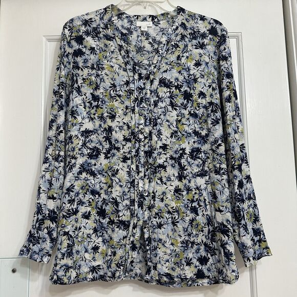 J. Jill Women’s Pintuck Button Down Floral Blouse, Viscose, Medium - Picture 1 of 11